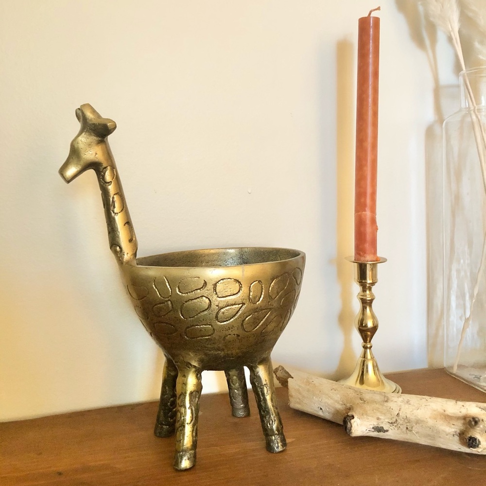 Anthropologie Brass Giraffe Planter